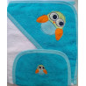 Toallón con capucha y babita pajarito
