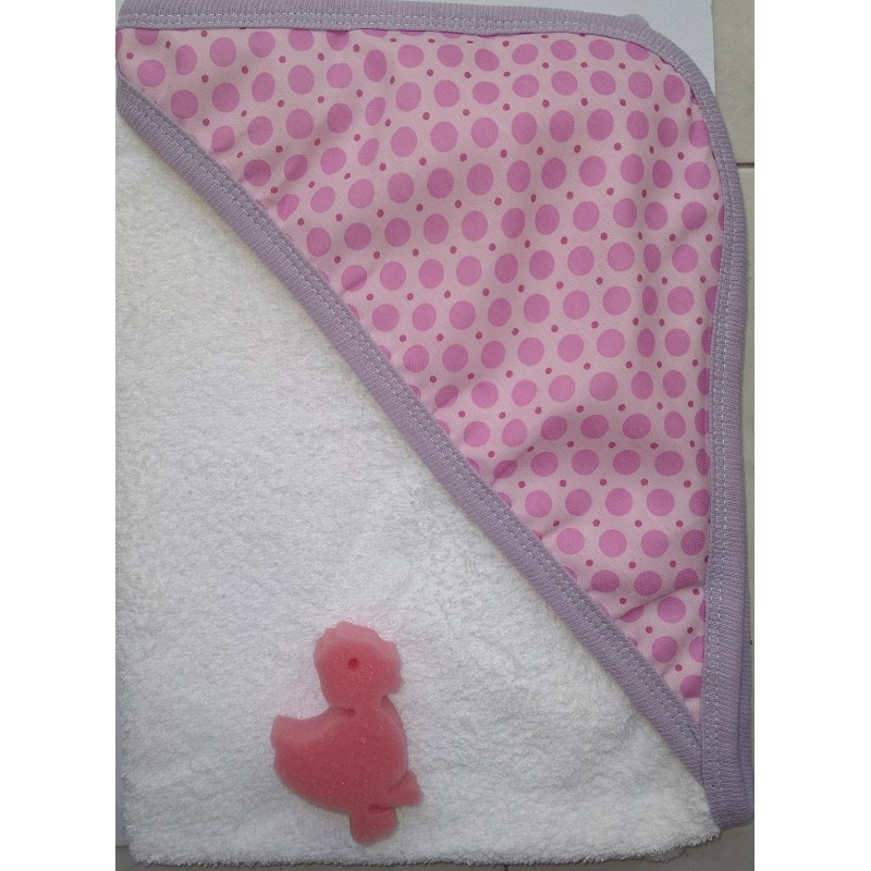 Toallón con capucha y esponjita rosa